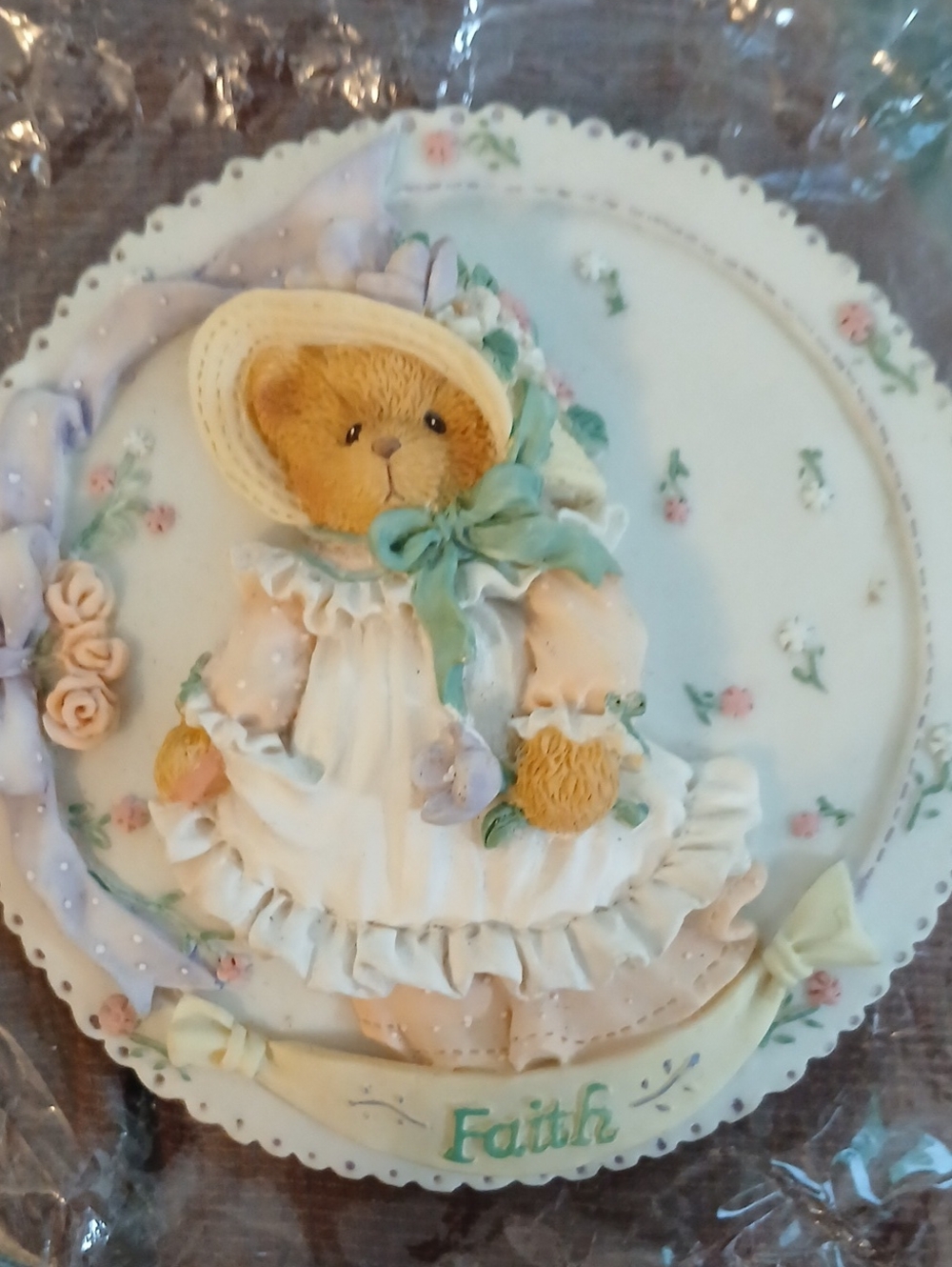 Cherished Teddies Faith Teddy Bear Wall Plaque — Vintage Collectables